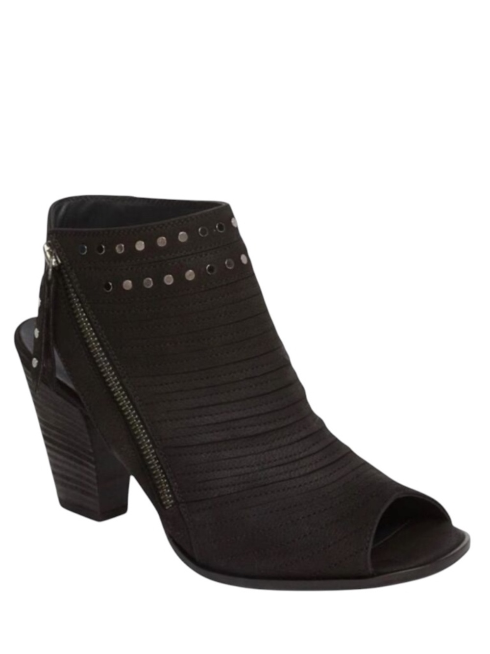 Paul Green Sydney Sandal Black Sport Nubuck Studded Peep Toe Heel Size 8